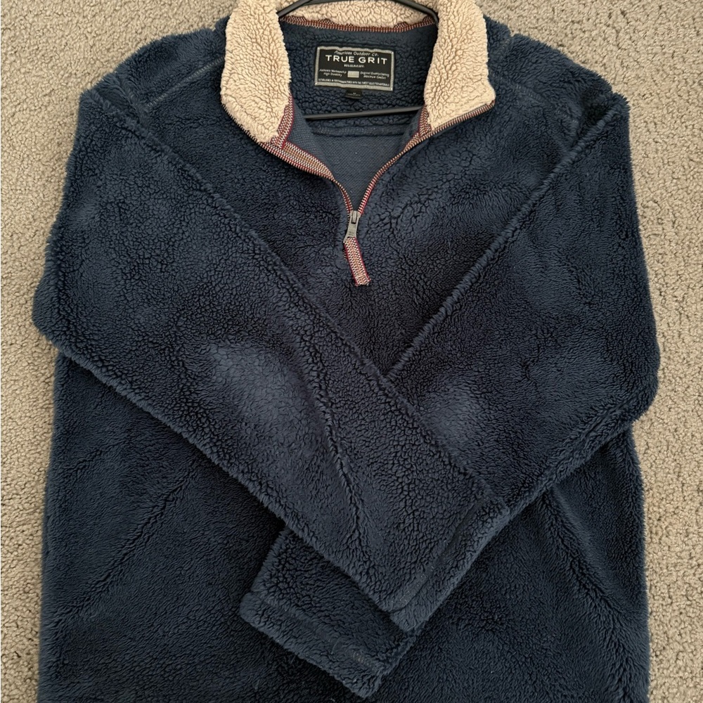 True Grit Men's Plush Navy Zip-Up Sweater
